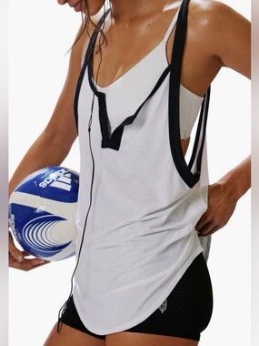 FP Movement Free People Batter Up Tank Top in White/Black - Size Small